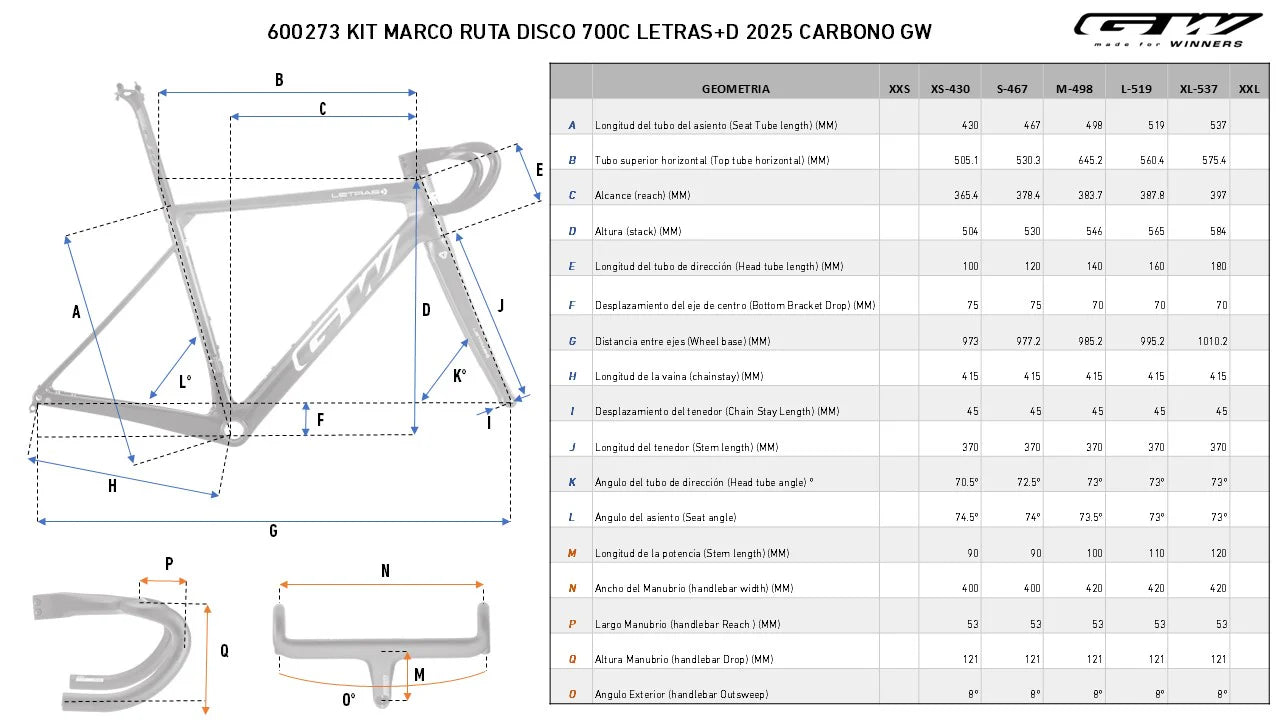 BICICLETA GW LETRAS CARBON RUTA 2025